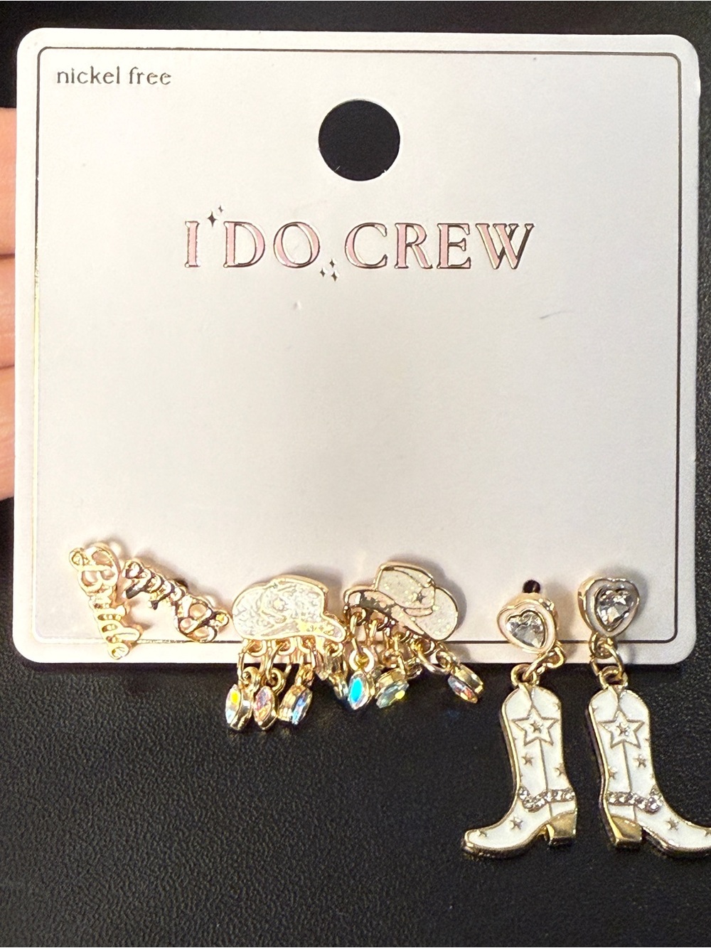 I DO CREW Gold Western Charm Earring Set — Cowboy Boots & Hats